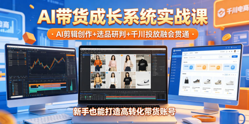AI带货成长系统实战课，AI剪辑创作+选品研判+千川投放融会贯通，新手也能打造高转化带货账号(更新2026年)-网创之家