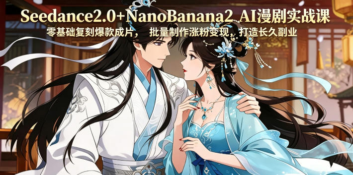 Seedance2.0+NanoBanana2 AI漫剧实战课，零基础复刻爆款成片涨粉变现，打造长久副业收益-网创之家