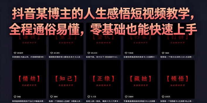 抖音某博主的灰太狼人生感悟短视频教学，全程通俗易懂，零基础也能快速上手-网创之家
