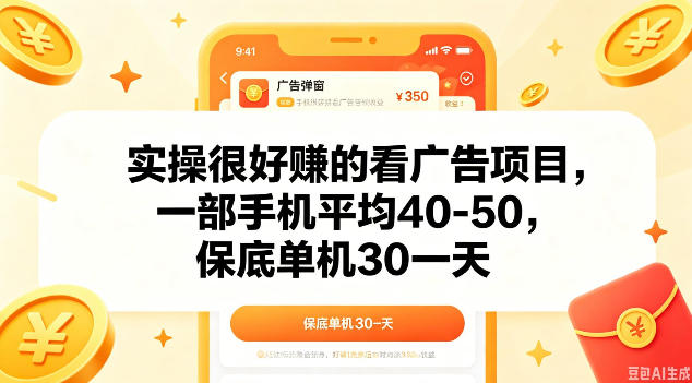 实操很好做的看广告项目，一部手机平均40-50，保底30单机一天【揭秘】-网创之家