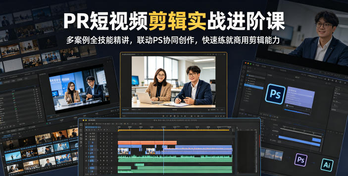 PR短视频剪辑实战进阶课，多案例全技能精讲，联动PS协同创作，快速练就商用剪辑能力-网创之家