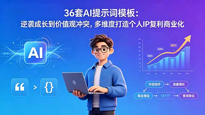 36套AI提示词模板：逆袭成长到价值观冲突，多维度打造个人IP复利商业化-网创之家
