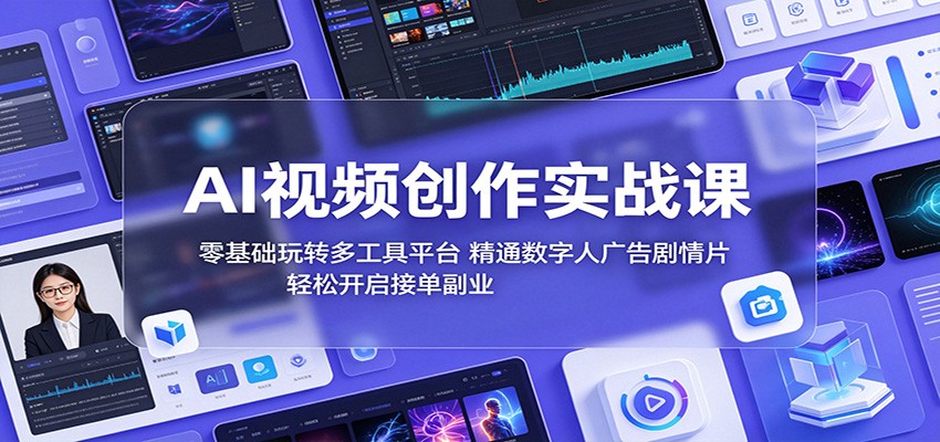 AI视频创作实战课：零基础玩转多工具平台，精通数字人广告、剧情片，轻松开启接单副业-网创之家
