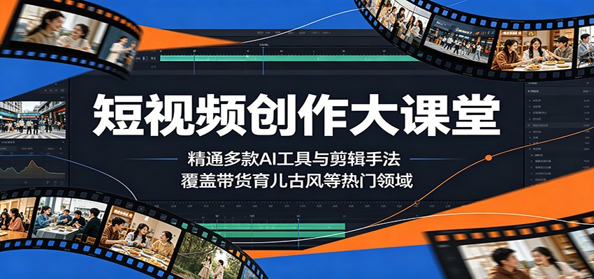 短视频创作大课堂：精通多款AI工具与剪辑手法，覆盖带货、育儿、古风等热门领域-网创之家