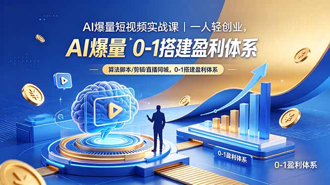 AI爆量短视频实战课｜一人轻创业，算法脚本剪辑直播同城，0-1搭建盈利体系-网创之家