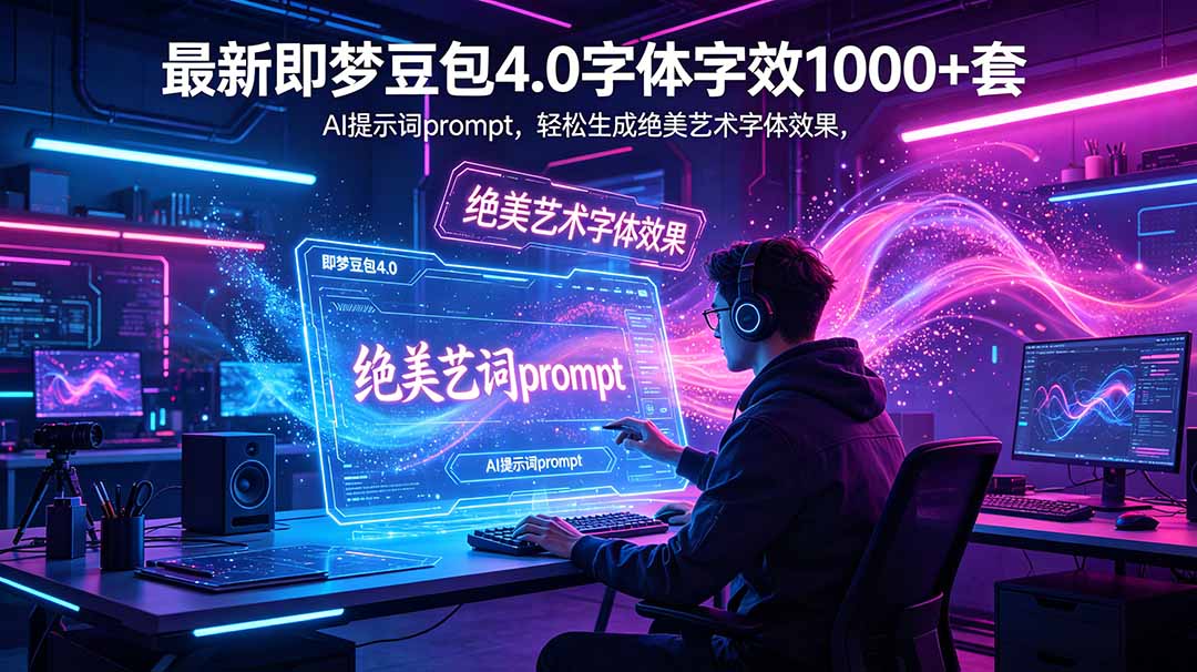 最新即梦豆包4.0字体字效1000+套，AI提示词prompt，轻松生成绝美艺术字体效果-网创之家