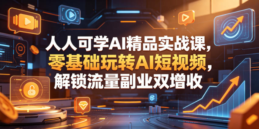 人人可学AI精品实战课，零基础玩转AI短视频，解锁流量副业双增收-网创之家