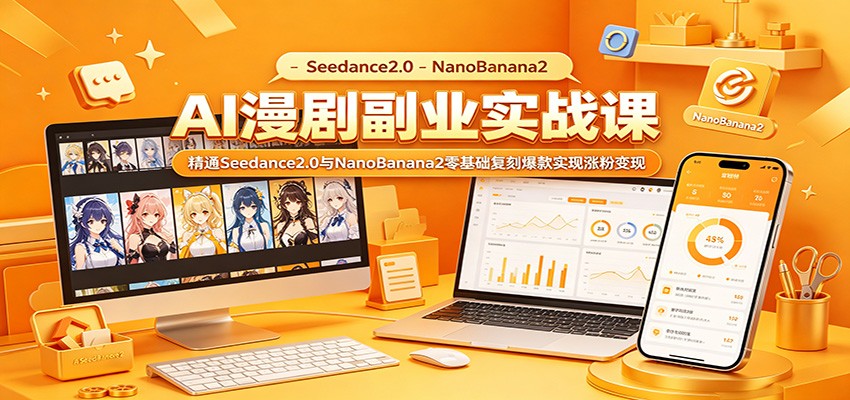 AI漫剧副业实战课：精通Seedance2.0与NanoBanana2零基础复刻爆款实现涨粉变现-网创之家