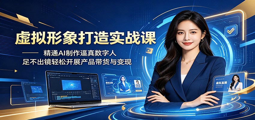 虚拟形象打造实战课：精通AI制作逼真数字人，足不出镜轻松开展产品带货与变现-网创之家