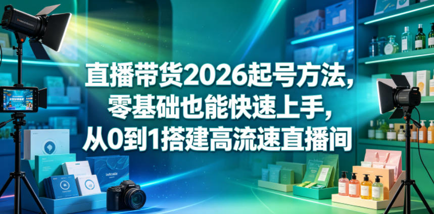直播带货2026起号方法，零基础也能快速上手，从0到1搭建高流速直播间-网创之家