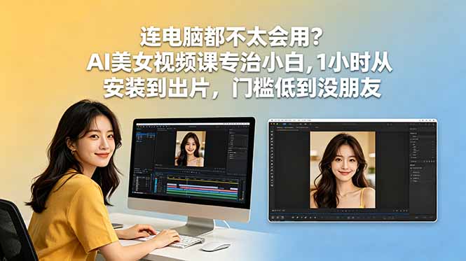 连电脑都不太会用？AI美女视频课专治小白，1小时从安装到出片，门槛低到没朋友-网创之家