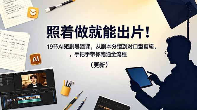 照着做就能出片！19节AI短剧导演课，从剧本分镜到对口型剪辑，手把手带你跑通全流程(更新-网创之家