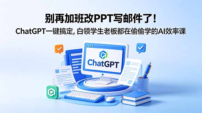 别再加班改PPT写邮件了！ChatGPT一键搞定，白领学生老板都在偷偷学的AI效率课-网创之家