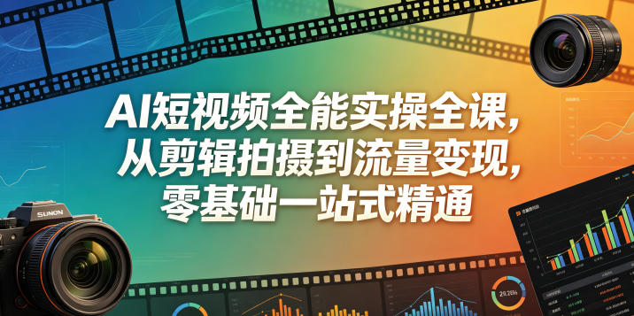 AI短视频全能实操全课，从剪辑拍摄到流量变现，零基础一站式精通-网创之家