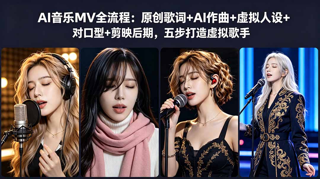 AI音乐MV全流程：原创歌词+AI作曲+虚拟人设+对口型+剪映后期，五步打造虚拟歌手-网创之家