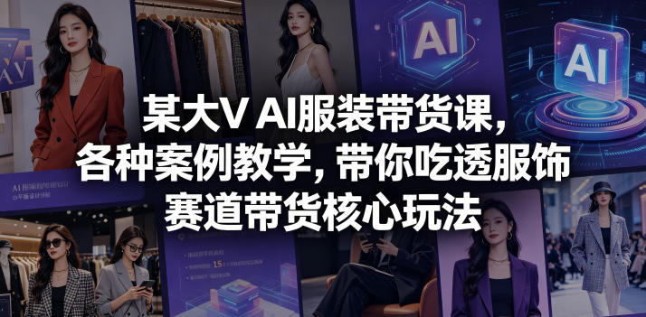 某大V AI服装带货课，各种案例教学，带你吃透服饰赛道带货核心玩法-网创之家
