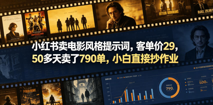 小红书卖电影风格提示词，客单价29，50多天卖了790单，小白直接抄作业！-网创之家