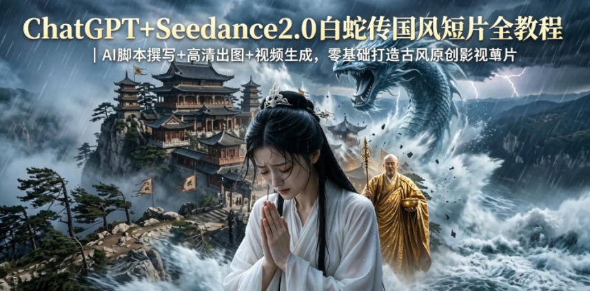 ChatGPT+Seedance2.0白蛇传国风短片全教程｜AI脚本撰写+高清出图+视频生成，零基础打造古风原创影视短片-网创之家