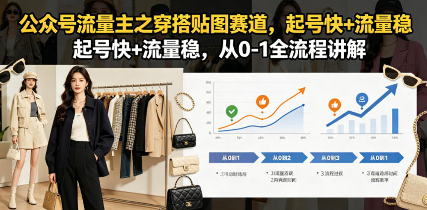 公众号流量主之穿搭贴图赛道，起号快+流量稳，从0-1全流程讲解-网创之家