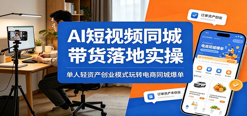 AI短视频同城带货落地实操：单人轻资产创业模式玩转电商同城爆单-网创之家