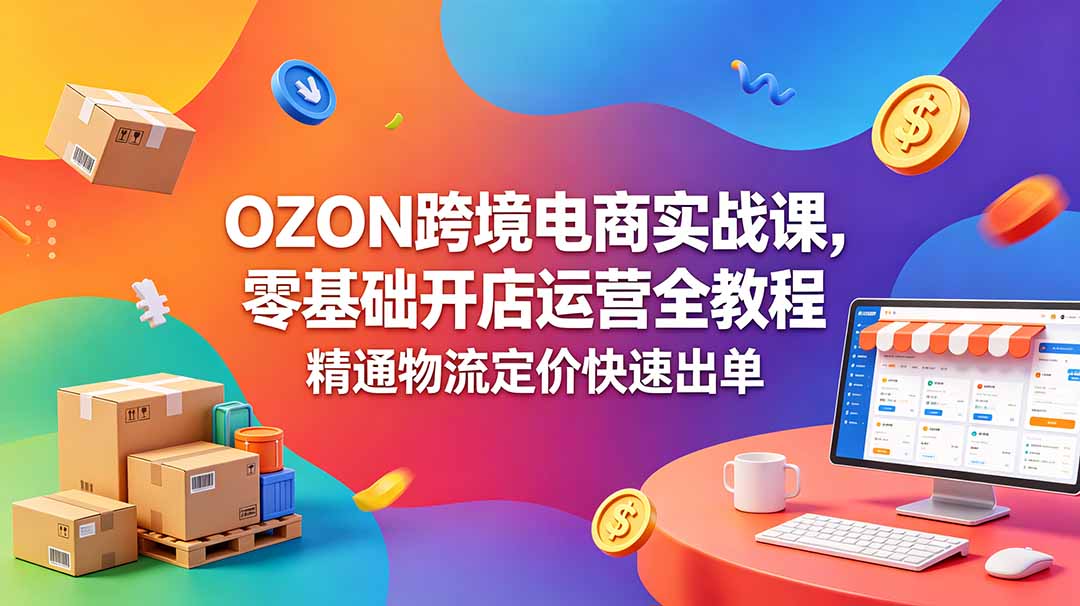OZON 跨境电商实战课，零基础开店运营全教程，精通物流定价快速出单-网创之家