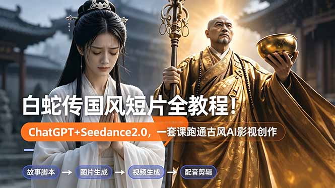 白蛇传-国风短片全教程！ChatGPT+Seedance2.0，一套课跑通古风AI影视创作-网创之家