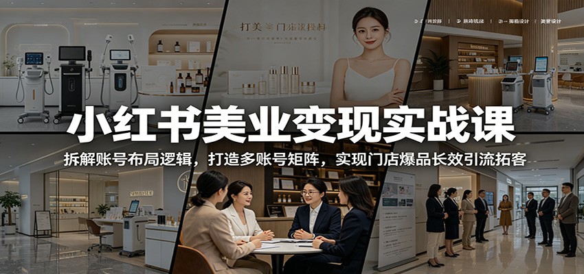 小红书美业变现实战课：拆解账号布局逻辑，打造多账号矩阵，实现门店爆品长效引流拓客-网创之家