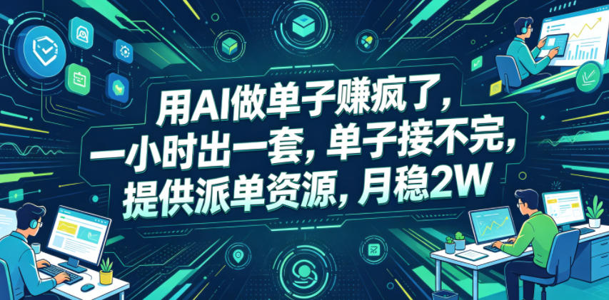 用AI做单子賺疯了，一小时出一套，单子接不完，提供派单资源，月稳2W【揭秘】-网创之家
