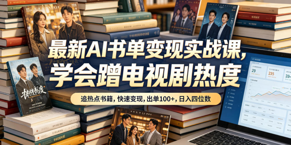 最新AI书单变现实战课，学会蹭电视剧热度，追热点书籍，快速变现，出单100+，日入四位数-网创之家