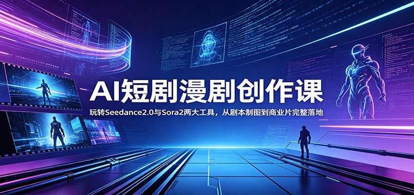 AI短剧漫剧创作课：玩转Seedance2.0与 Sora2两大工具，从剧本制图到商业片完整落地-网创之家