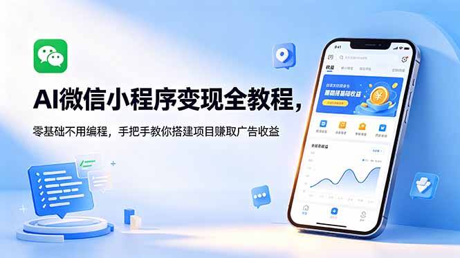 AI微信小程序变现全教程，零基础不用编程，手把手教你搭建项目赚取广告收益-网创之家