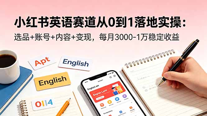 小红书英语赛道从0到1落地实操：选品+账号+内容+变现，每月3000-1万稳定收益-网创之家