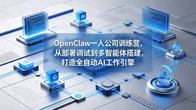 OpenClaw 一人公司训练营，从部署调试到多智能体搭建，打造全自动 AI 工作引擎-网创之家