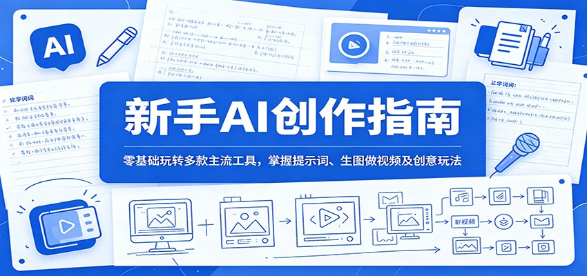 新手AI创作指南：零基础玩转多款主流工具，掌握提示词、生图做视频及创意玩法-网创之家