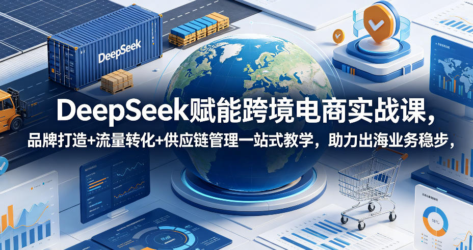 DeepSeek赋能跨境电商实战课，品牌打造+流量转化+供应链管理一站式教学，助力出海业务稳步发展-网创之家