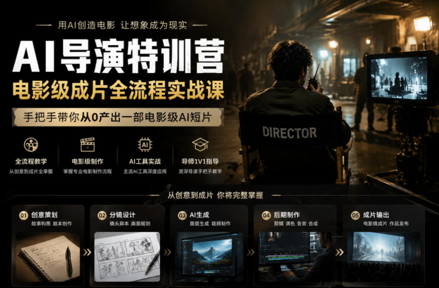 AI导演特训营，电影级成片全流程实战课，手把手带你从0产出一部电影级AI短片-网创之家