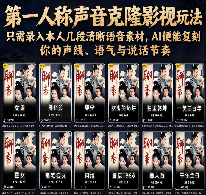 第一人称声音克隆影视玩法，只需录入本人几段清晰语音素材，AI便能复刻你的声线、语气与说话节奏-网创之家