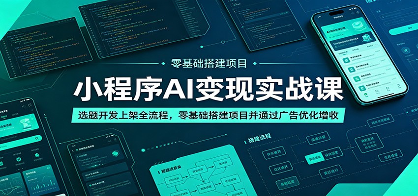 小程序AI变现实战课：选题开发上架全流程，零基础搭建项目并通过广告优化增收-网创之家