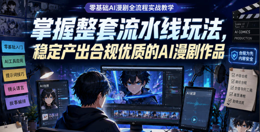 零基础AI漫剧全流程实战教学，掌握整套流水线玩法，稳定产出合规优质的AI漫剧作品-网创之家