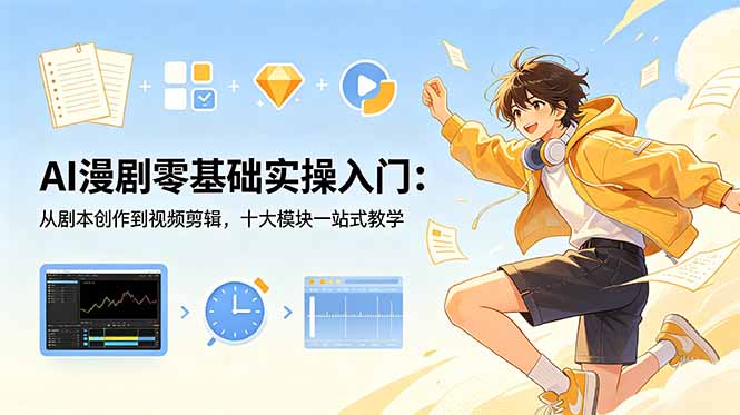 AI漫剧零基础实操入门：从剧本创作到视频剪辑，十大模块一站式教学-网创之家