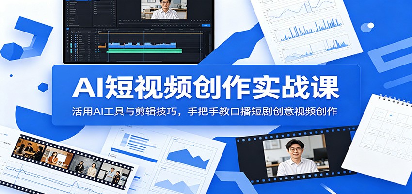 AI短视频创作实战课：活用AI工具与剪辑技巧，手把手教口播短剧创意视频创作-网创之家