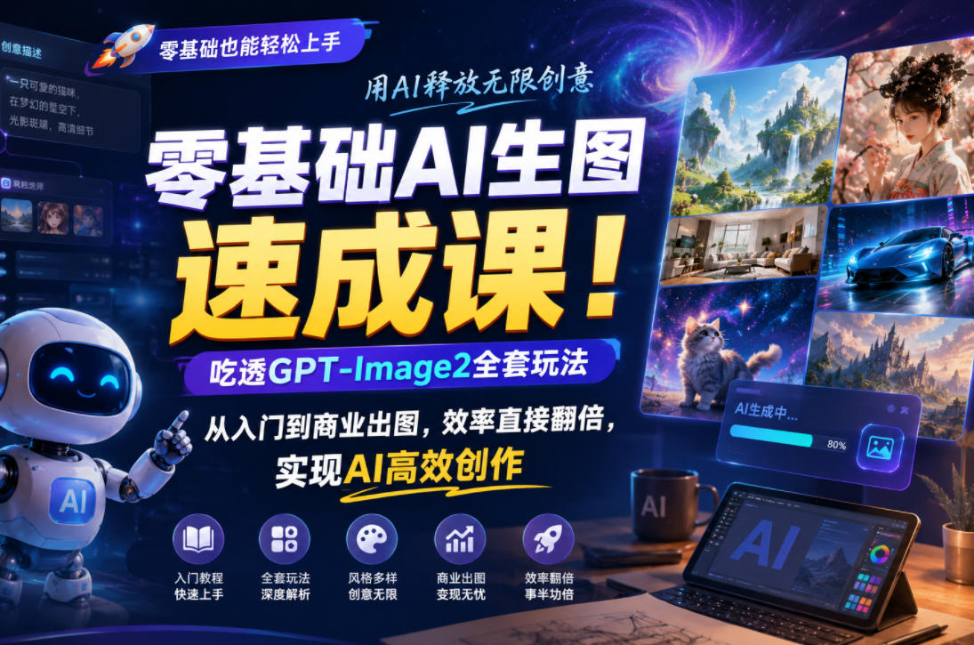 零基础AI生图速成课！吃透GPT-Image2全套玩法，从入门到商业出图，效率直接翻倍，实现AI高效创作-网创之家