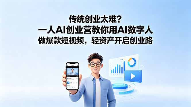 传统创业太难?一人AI创业营教你用AI数字人做爆款短视频,轻资产开启创业路-网创之家