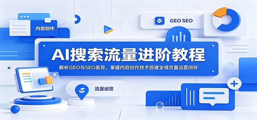 AI搜索流量进阶教程：解析GEO与SEO差异，掌握内容创作技术搭建全域流量运营闭环-网创之家