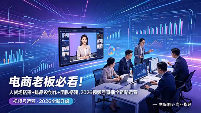 电商老板必看！人货场搭建+排品设计+素材创作+团队搭建，2026视频号直播全链路运营-网创之家