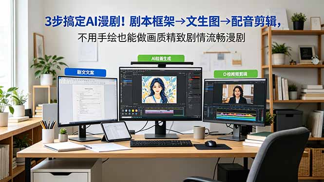 3步搞定AI漫剧！剧本框架→文生图→配音剪辑，不用手绘也能做画质精致剧情流畅漫剧-网创之家