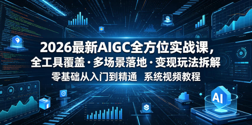 2026最新AIGC全方位实战课，全工具覆盖・多场景落地・变现玩法拆解，零基础从入门到精通系统视频教程-网创之家