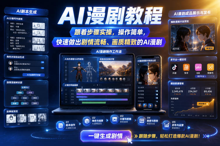 AI漫剧教程，跟着步骤实操，操作简单，快速做出剧情流畅、画质精致的AI漫剧-网创之家
