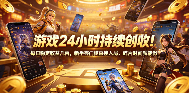 游戏24小时持续创收！每日稳定收益几百，新手零门槛直接入局，碎片时间就能做【揭秘】-网创之家