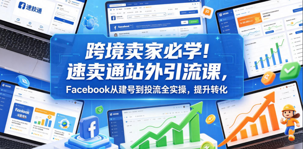 跨境卖家必学！速卖通站外引流课，Facebook从建号到投流全实操，提升转化-网创之家